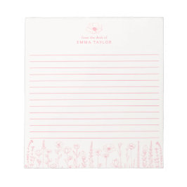 Personalized Wildflower Floral Desk Notepad ノートパッド