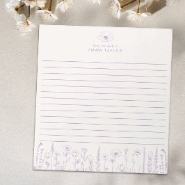 Personalized Wildflower Lavender Desk Notepad ノートパッド