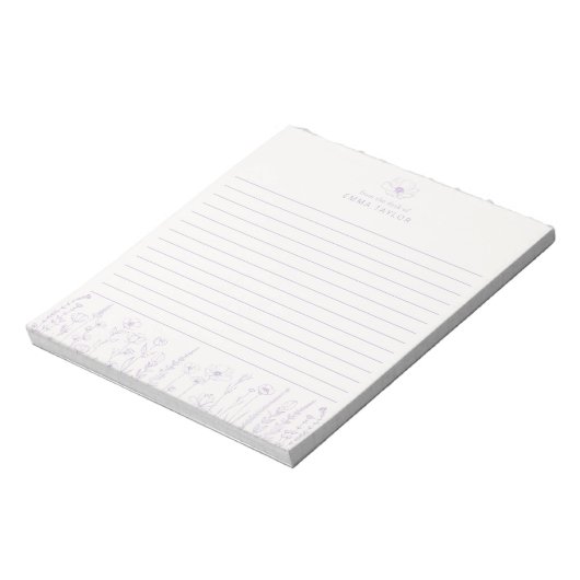 Personalized Wildflower Lavender Desk Notepad ノートパッド (回転)