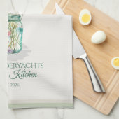 Personalized Wildflower Mason Jar Spring  キッチンタオル (四つ折り)