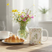 Personalized Wildflower Monogram Mug コーヒーマグカップ