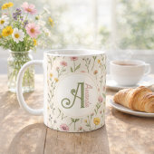 Personalized Wildflower Monogram Mug コーヒーマグカップ