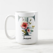 Personalized Wildflower Monogram Mug Gift for Mom コーヒーマグカップ (左)