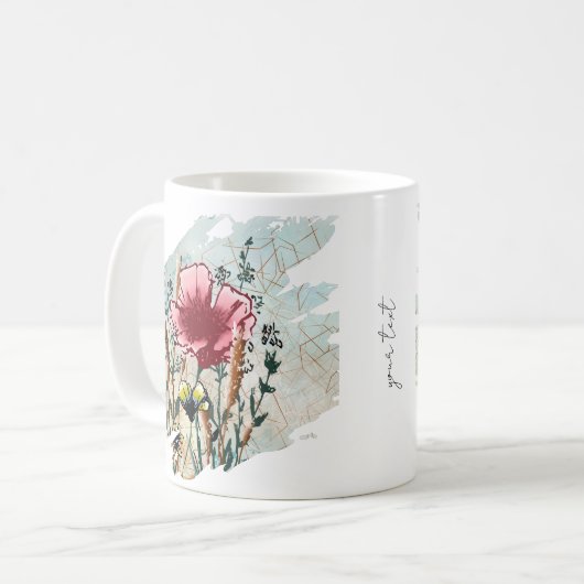Personalized Wildflower Paint Splatter  コーヒーマグカップ (正面左)