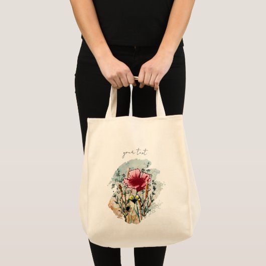 Personalized Wildflower Paint Splatter Tote Bag トートバッグ (正面(商品))