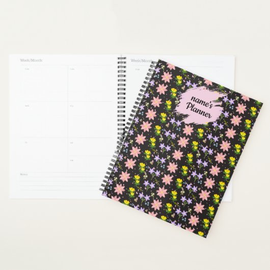Personalized Wildflower Pattern Spiral Notebook Pl プランナー手帳 (ディスプレー)