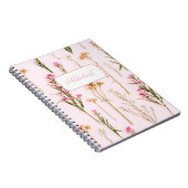 Personalized Wildflower Pink Spiral Notebook ノートブック (右側)