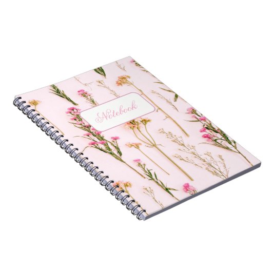 Personalized Wildflower Pink Spiral Notebook ノートブック (右側)