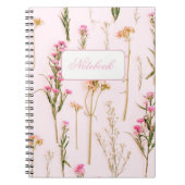 Personalized Wildflower Pink Spiral Notebook ノートブック (正面)