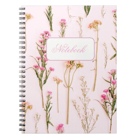 Personalized Wildflower Pink Spiral Notebook ノートブック (正面)