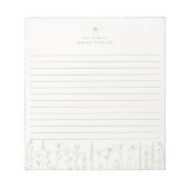 Personalized Wildflower Sage Green Desk Notepad ノートパッド (正面)