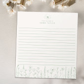 Personalized Wildflower Sage Green Desk Notepad ノートパッド