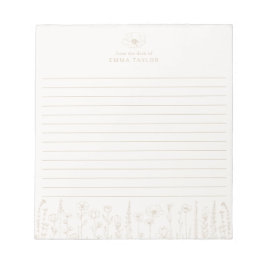 Personalized Wildflower Taupe Desk Notepad ノートパッド