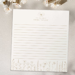 Personalized Wildflower Taupe Desk Notepad ノートパッド