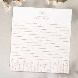 Personalized Wildflower Terracotta Desk Notepad ノートパッド