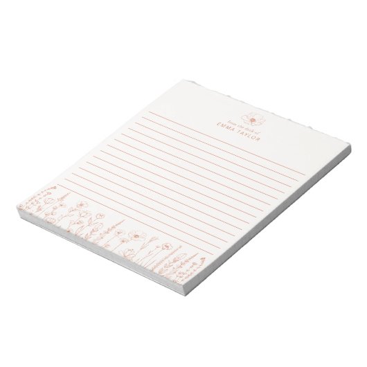 Personalized Wildflower Terracotta Desk Notepad ノートパッド (回転)