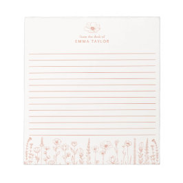 Personalized Wildflower Terracotta Desk Notepad ノートパッド
