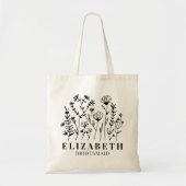Personalized Wildflower Tote Bag Bridesmaid Gift トートバッグ (正面)