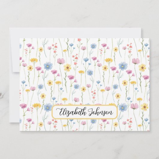 Personalized Wildflowers Floral Note Card ノートカード (正面)
