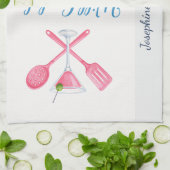Personalized Will Cook for Cocktails Funny Elegant キッチンタオル (折り畳み)