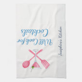 Personalized Will Cook for Cocktails Funny Elegant キッチンタオル (縦)