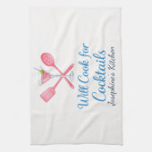 Personalized Will Cook for Cocktails Funny Elegant キッチンタオル (縦)