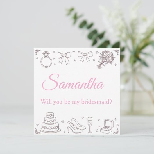 Personalized Will You Be My Bridesmaid Card  招待状 (スタンド正面)