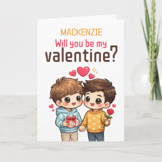 Personalized Will You Be My Valentine Gay Couple シーズンカード