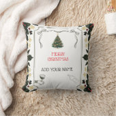 Personalized Wine Lover Christmas Tree Pillow クッション (ブランケット)