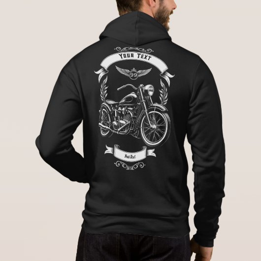 Personalized Winter Biker Skull Motorcycle Zip パーカ (裏面)