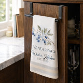 Personalized Winter – Blue Berry Botanical キッチンタオル