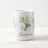 Personalized Winter Botanical Floral コーヒーマグカップ (中央)