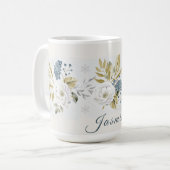 Personalized Winter Botanical Floral コーヒーマグカップ (正面左)