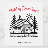 Personalized Winter Cabin Holiday Spiced Mead ワインラベル (シングルラベル)