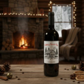 Personalized Winter Cabin Holiday Spiced Mead ワインラベル