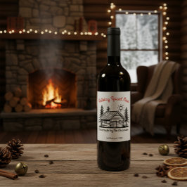 Personalized Winter Cabin Holiday Spiced Mead ワインラベル