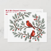Personalized Winter Cardinal Holiday, Christmas, ポストカード (正面/裏面)