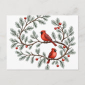 Personalized Winter Cardinal Holiday, Christmas, ポストカード (正面)