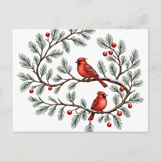 Personalized Winter Cardinal Holiday, Christmas, ポストカード (正面)