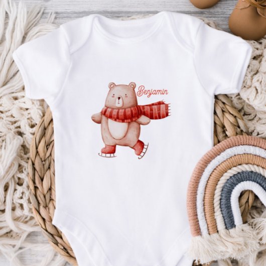 Personalized Winter Holiday Baby Bodysuit  ベビーボディスーツ