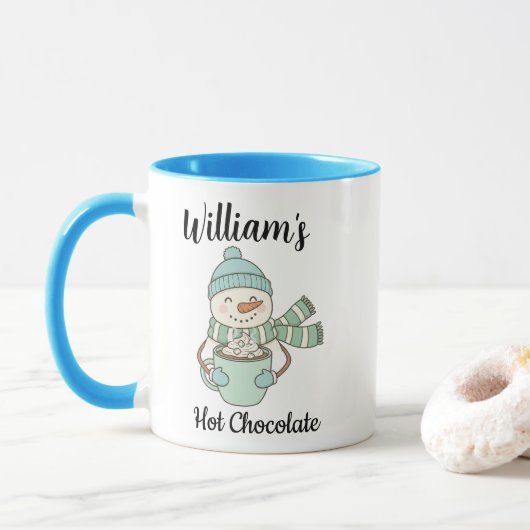 Personalized Winter Hot Chocolate Mug – Snowman  マグカップ (ドーナツ)