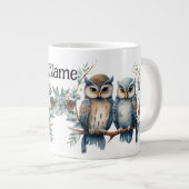 Personalized winter owl ジャンボコーヒーマグカップ (正面右)