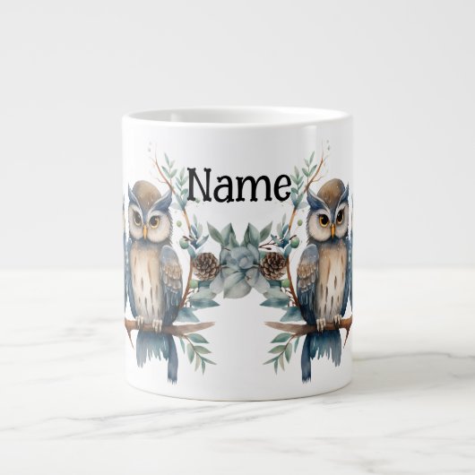 Personalized winter owl ジャンボコーヒーマグカップ (正面)