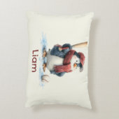 Personalized Winter Penguin Baseball Kid アクセントクッション (裏面(縦))