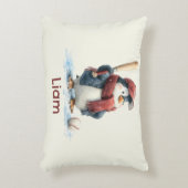 Personalized Winter Penguin Baseball Kid アクセントクッション (正面(垂直))
