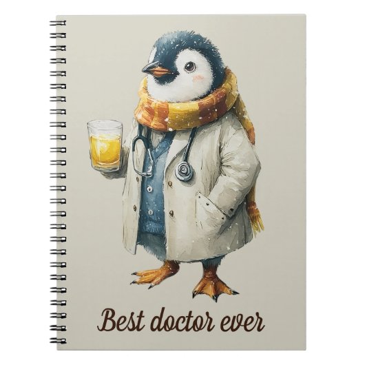 Personalized Winter Penguin “Best Doctor Ever” ノートブック (正面)