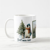 Personalized Winter Penguin “Best Mom Ever” コーヒーマグカップ (左)