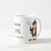 Personalized Winter Penguin Firefighter Gift Mug コーヒーマグカップ (正面右)