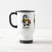 Personalized Winter Penguin Football Kid トラベルマグ (左)