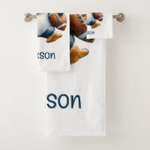 Personalized Winter Penguin Football Kid バスタオルセット (インサイチュ)